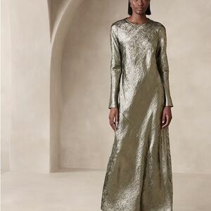 Banana Republic Metallic Silver Maxi Dress